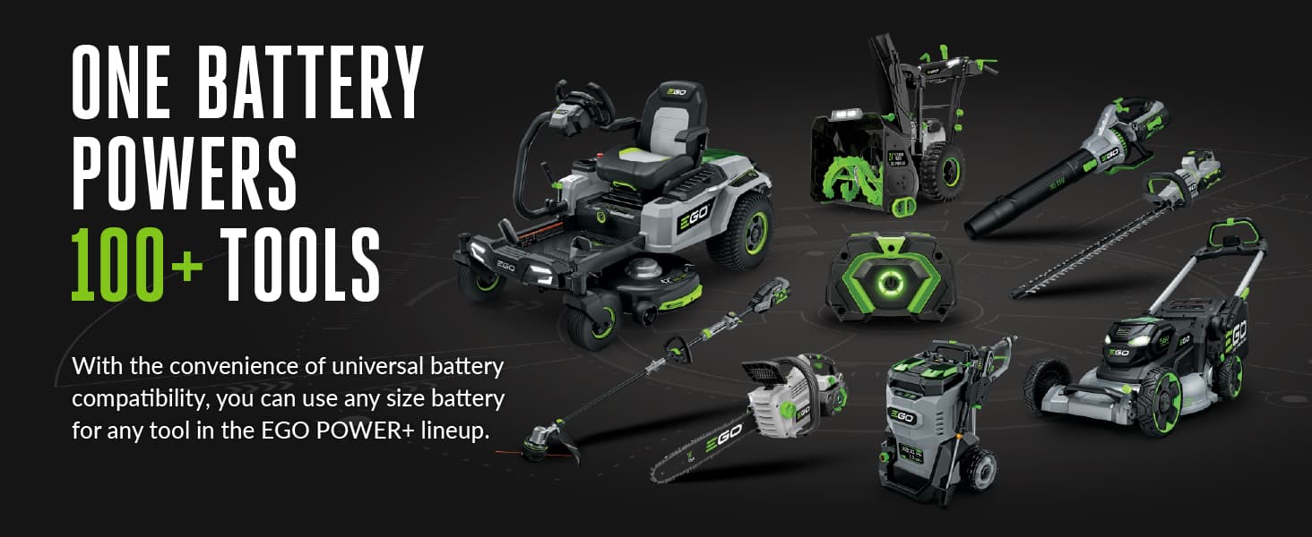 EGO one battery powers 100 plus tools